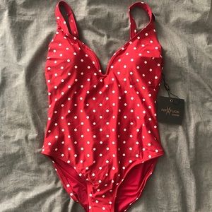 Nip tuck red polka dot bathing suit